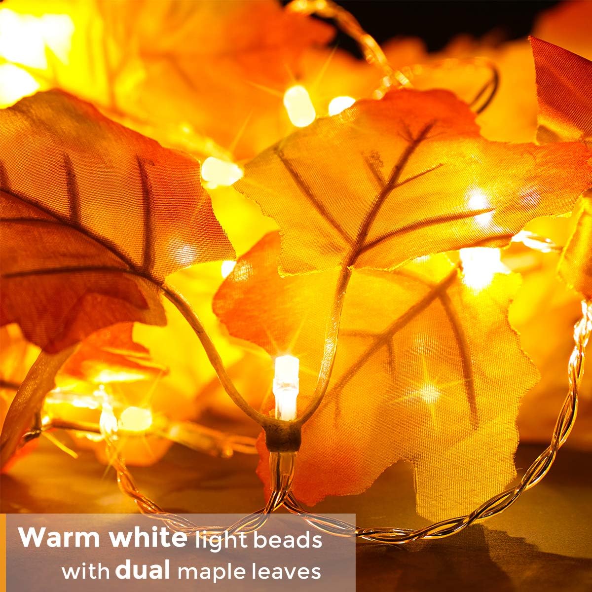 [8 Lighting Modes & Timer] Fall Decorations for Home Maple Leaf Garland with Lights 40