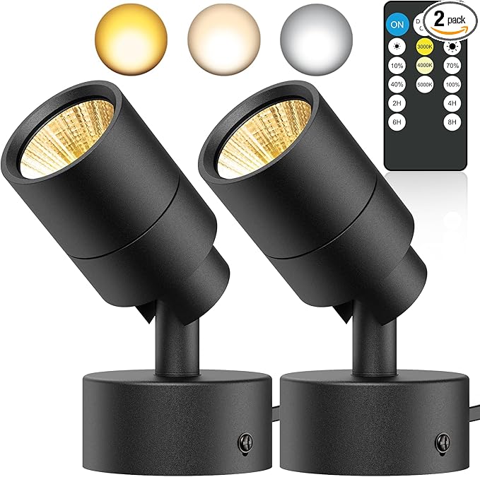 Spotlight Indoor 2 Pack, 5W Dimmable Plant Up Lights with Remote Control & Timer
