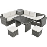 Outdoor Sofa Set Rattan Outdoor Conversation Set 6 Piece 6 PCS Rattan Beige 2 Loveseat