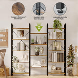 Wide 5 Tier Bookshelf, Shape Changeable Bookcases, Open Display Shelves, Modern Tall Bookcase Furniture for Bedroom, Living Room and Home Office, (5-Tier, Rustic Brown)