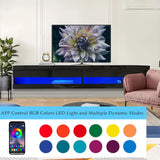 71in Floating TV Stand, High Gloss Entertainment Center for TVs Up to 80 inch