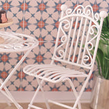 Metal Doll House Bistro Set, White Miniature Doll House Table and Chairs Set, 1/12 Scale Miniature Patio Set Fairy Garden Furniture Ornaments Micro Decor A