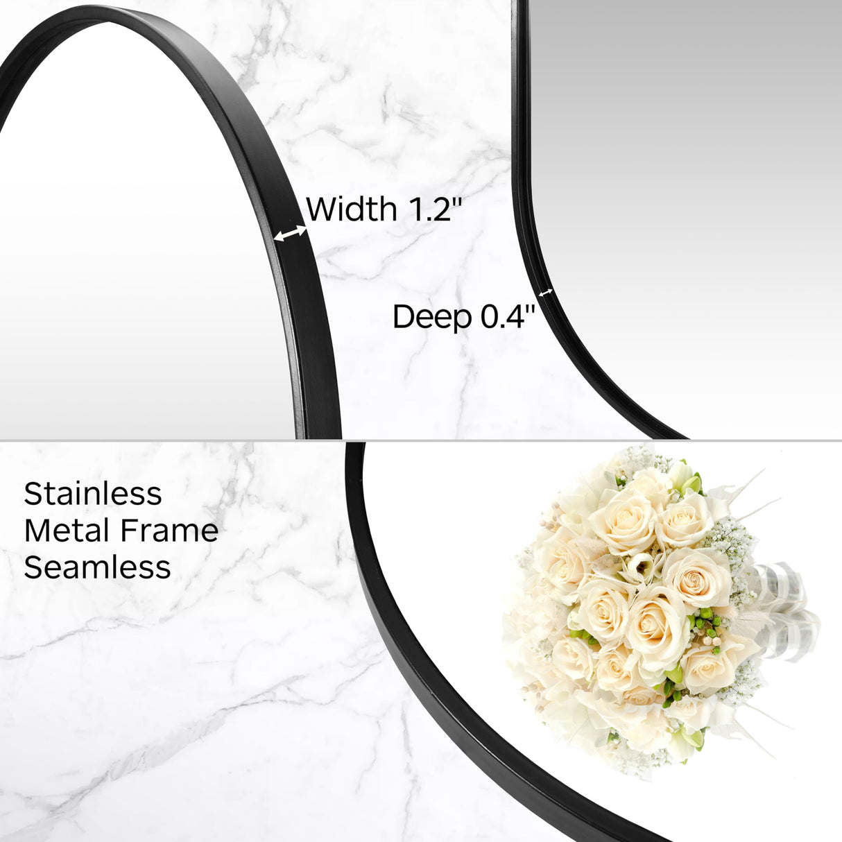 Wall Mounted Mirror, 20’’x30’’ Oval Bathroom Mirror, Black Vanity Wall Mirror w/Stainless