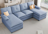 Sectional Couches for Living Room, U-Shaped Couch 4 Seat Sofa Set with Double Chaises,