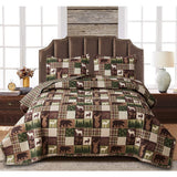 Reversible Lodge Plaid Bedding Moose Bear Quilt Full/Queen Size Rustic Bedspread Cabin