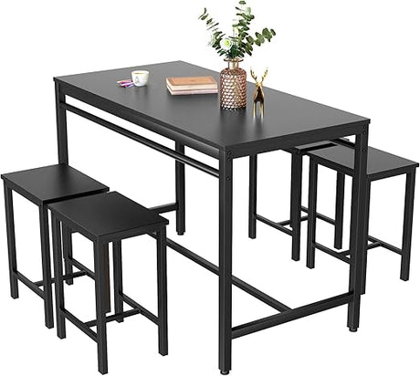 5 Pcs Dining Table Set, kitchen Table and Chairs for 4 Kitchen Counter with Bar Height