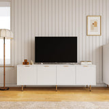 Mid Century Modern TV Stand for 80 Inch TV, Entertainment Center with 4 Large Drawers