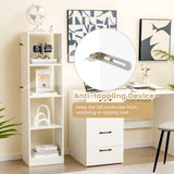 Vertical Bookcase, 56” Tall Narrow Freestanding Bookshelf with Anti-toppling Fittings,