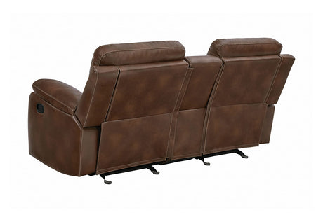 Damiano Glider Loveseat with Button Tuft Detailing and Cupholder Storage Console