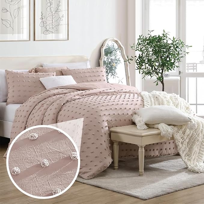 King Gray Comforter Set - Ruched 3D Floral Pintuck Bedding Set - 3 Pieces Bed Linen, 1 Comforter and 2 Pillow Shams