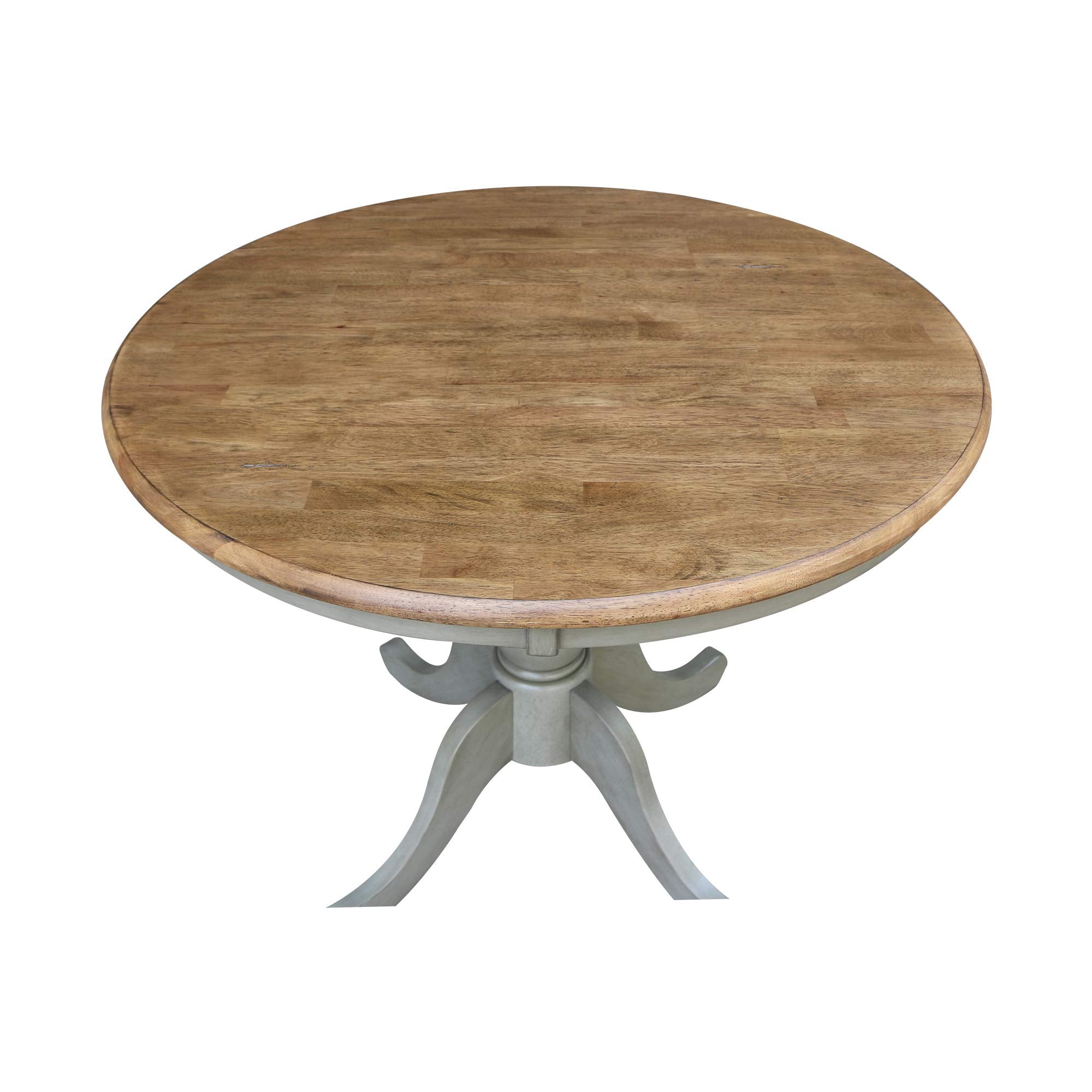 IC International Concepts International Concepts 36-inch Round Top Pedestal Dining Height Table, Distressed Hickory/Stone