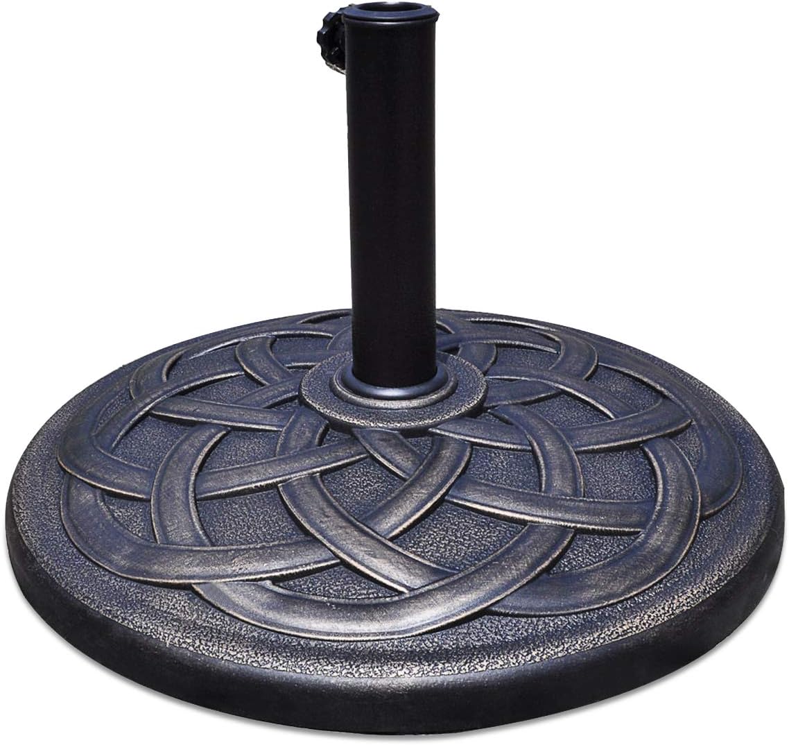 43lbs Patio Market Umbrella Base, Heavy Duty Outdoor Stand, Cast Iron Umbrella Holder