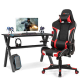 Gaming Desk & Chair Combo Set - Ergonomic Racing Style with Lumbar Support