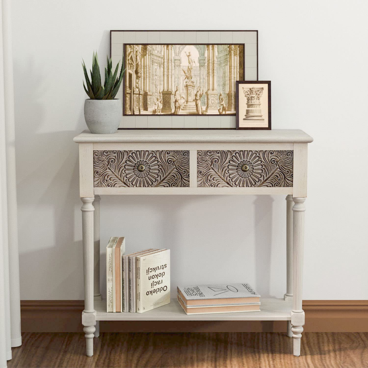 31.5 Inch Console Table with 2 Drawers, Narrow Sofa Table,