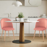 Mid Century Modern Kitchen Velvet Upholstered Accent Leisure Chairs,Set of 2, Pink 1
