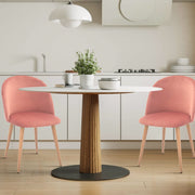 Mid Century Modern Kitchen Velvet Upholstered Accent Leisure Chairs,Set of 2, Pink 1