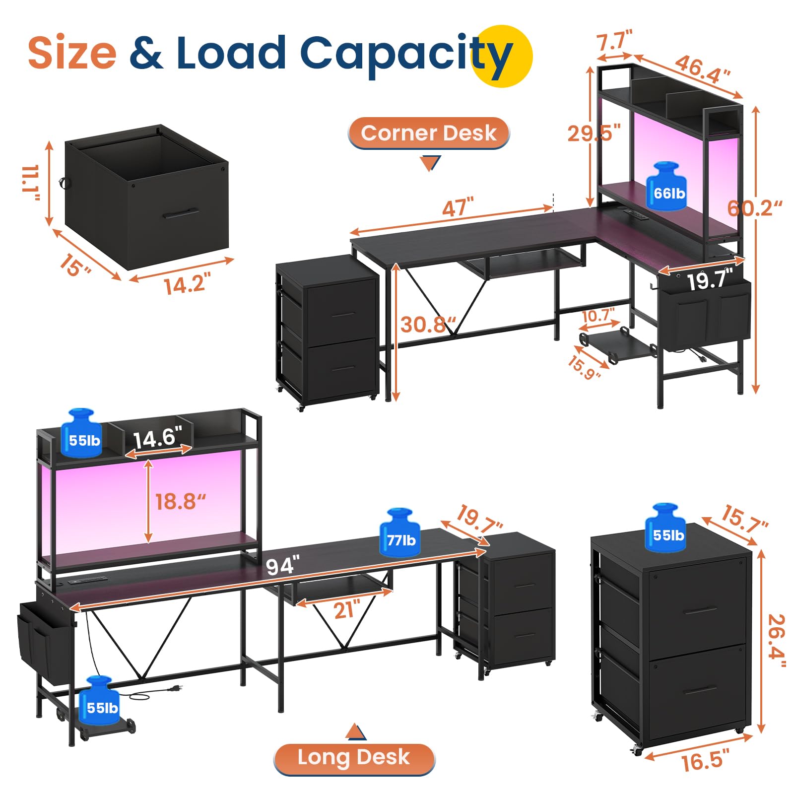 L Shaped Gaming Desk with Keyboard Tray, Reversible Computer Desk