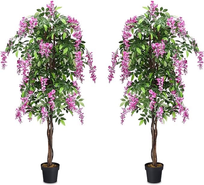 SAFEPLUS 2 Pack 6ft Ficus Artificial Fake Trees for Indoor or Outdoor