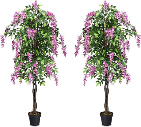 SAFEPLUS 2 Pack 6ft Ficus Artificial Fake Trees for Indoor or Outdoor