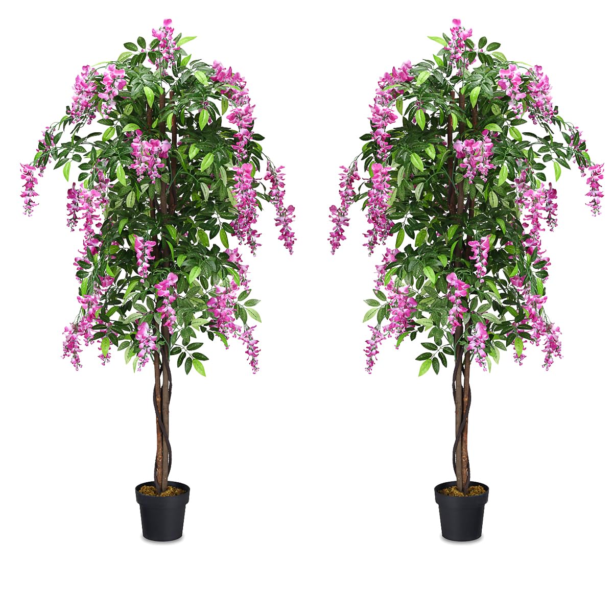 SAFEPLUS 2 Pack 6ft Ficus Artificial Fake Trees for Indoor or Outdoor