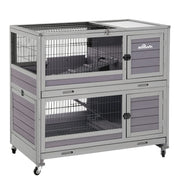 Rabbit Hutch Rabbit Cage Outdoor & Indoor on Wheels Bunny cage