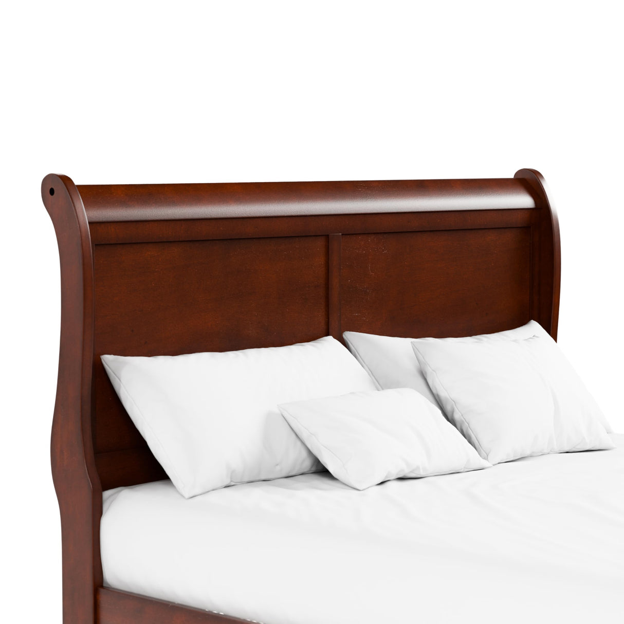 Traditional Cherry Wood King Bed Frame with Sleigh Headboard