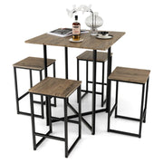 5 Piece Dining Table Set, Industrial Kitchen Table Set w/ 4 Stools,