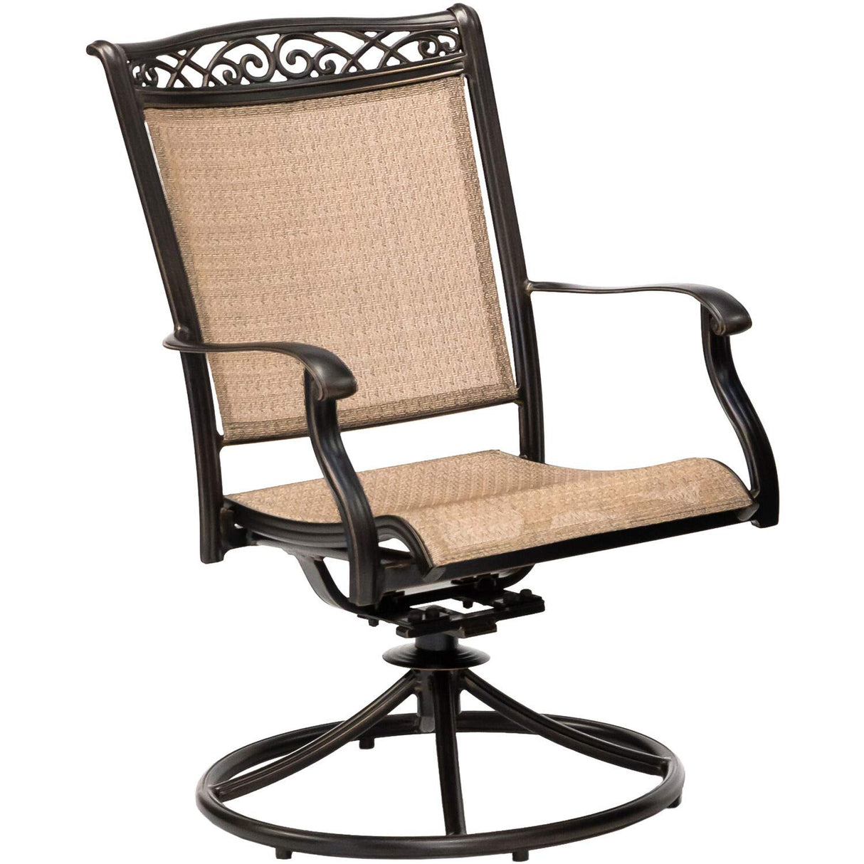 Fontana 7-Piece Outdoor Dining Set with Six Sling Swivel Rockers and an Extra Large Glass-top Dining Table