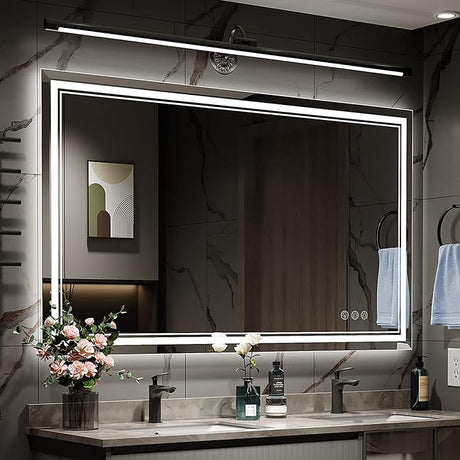 Ratsamee 72x36 Inch Led Mirror for Bathroom with Front Light and Backlit, Dimmable Anti Fog Wall Bathroom Mirror with Led Lights, Water Proof, Decor Vanity Mirror