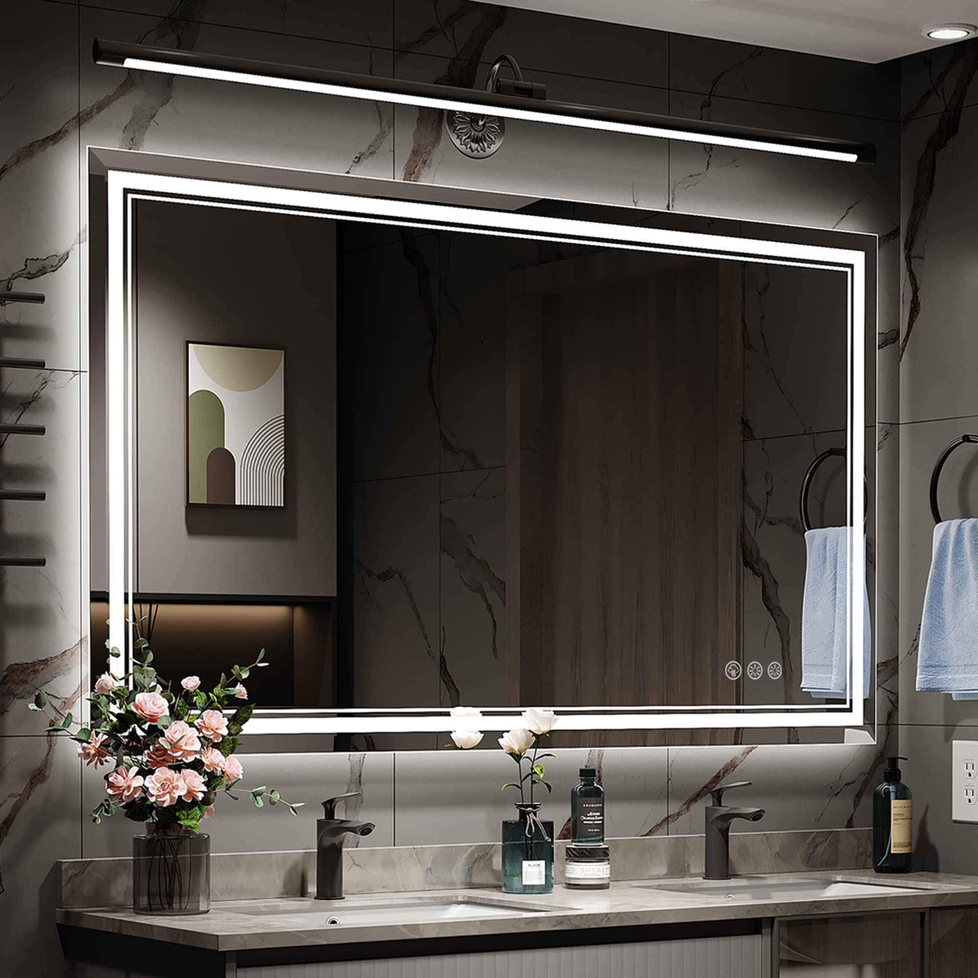 Led Mirror for Bathroom with Front Light and Backlit