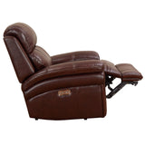 Leather Chair | Adjustable Headrest USB Ports Power Recliner, Apartment Sized, Deep Brown