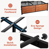 Queen Size Bed Frame with 12 Storage Drawers and LED Headboard