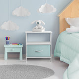 1 Drawer Shelf Storage Nightstand - Kids Bedside Furniture End Table Night Stand