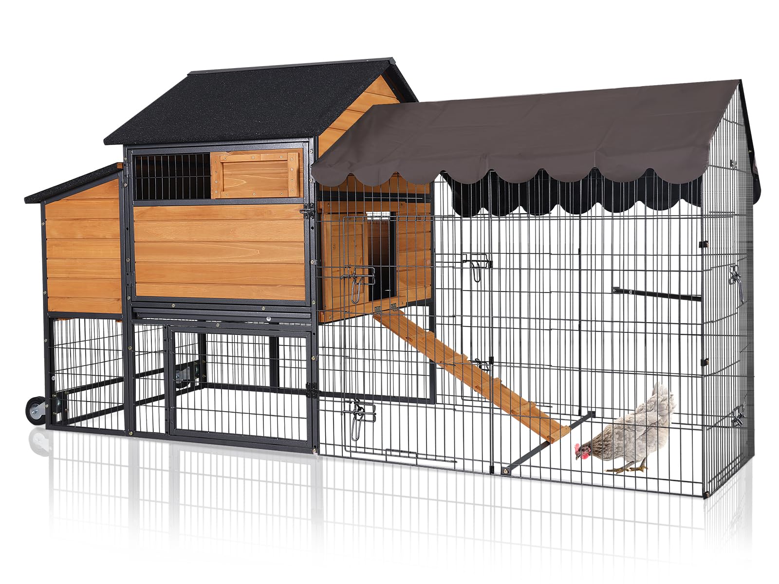 Ultimate Chicken Coop with Wheels - Spacious 85" Metal Frame Chicken House