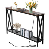 Console Table Sofa Entryway Couch Table with USB Power Outlet