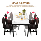 Dining Table Set for 4, Faux Marble Kitchen Table Chairs Set of 4 PU Leather Chairs