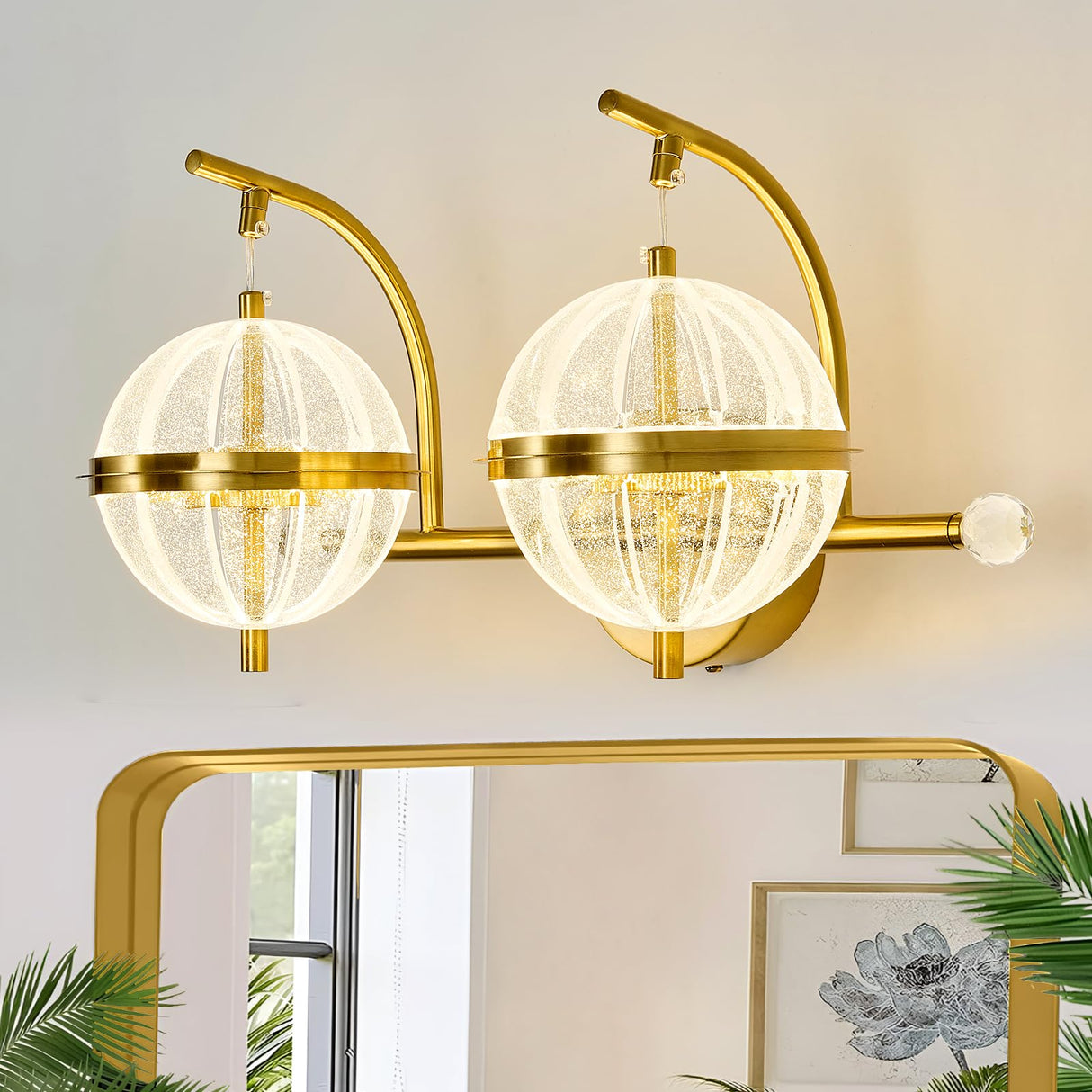 4W Gold Bathroom Light Fixtures Modern LED Vanity Light with Globe Acrylic LampShade 2