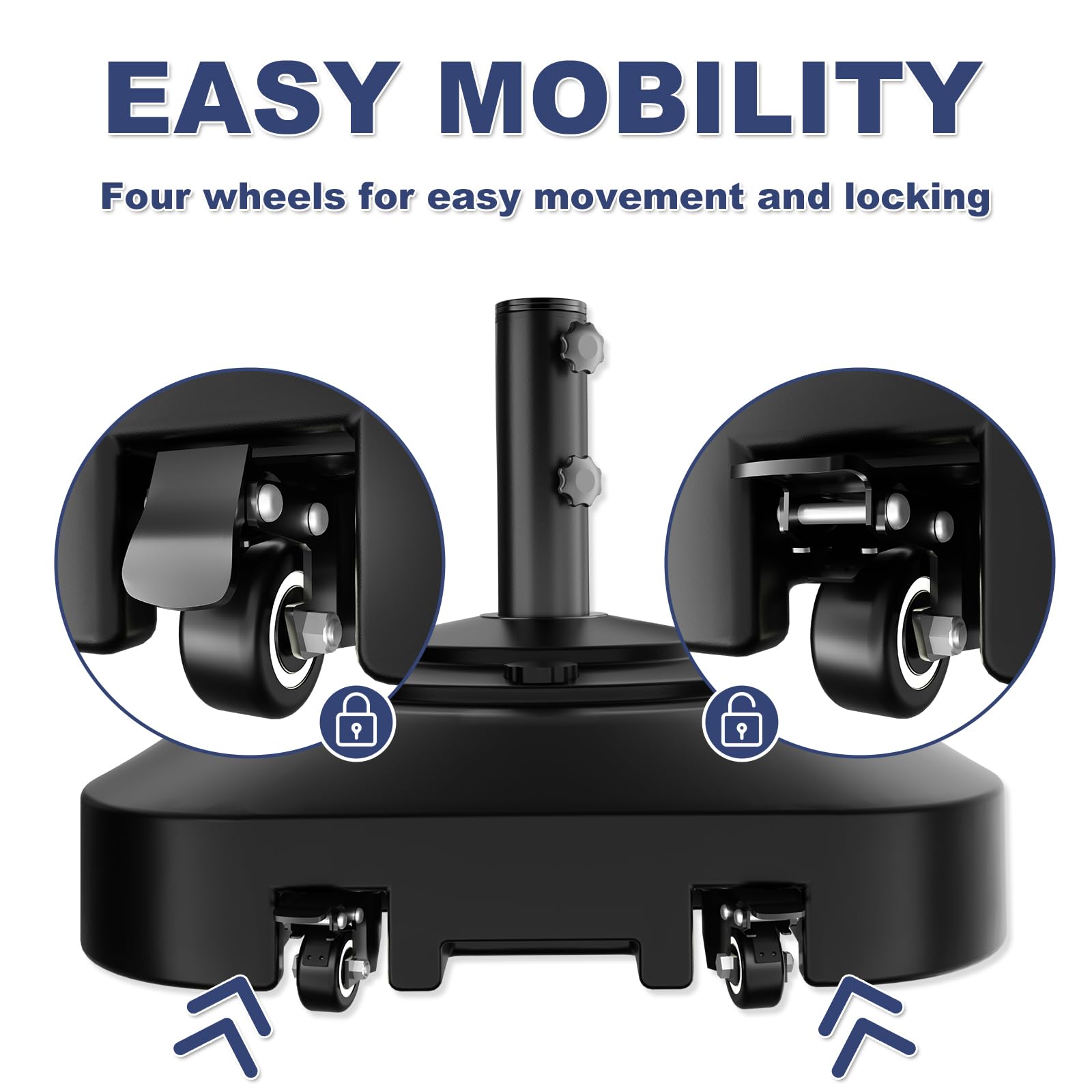 Patio Umbrella Base Heavy Duty with Wheels, Fillable Umbrella Stand
