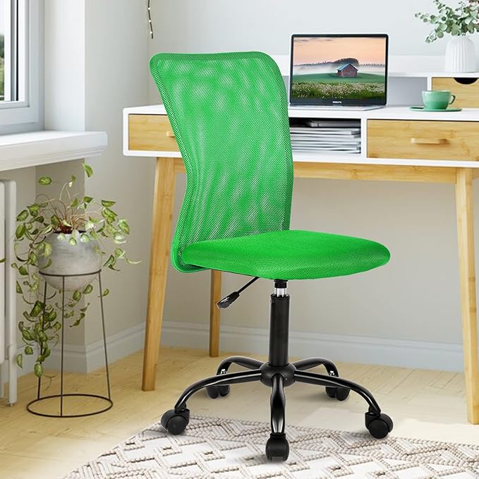 Small Office Chair, Armless Desk Chair with Wheels, Ergonomic Computer Chair