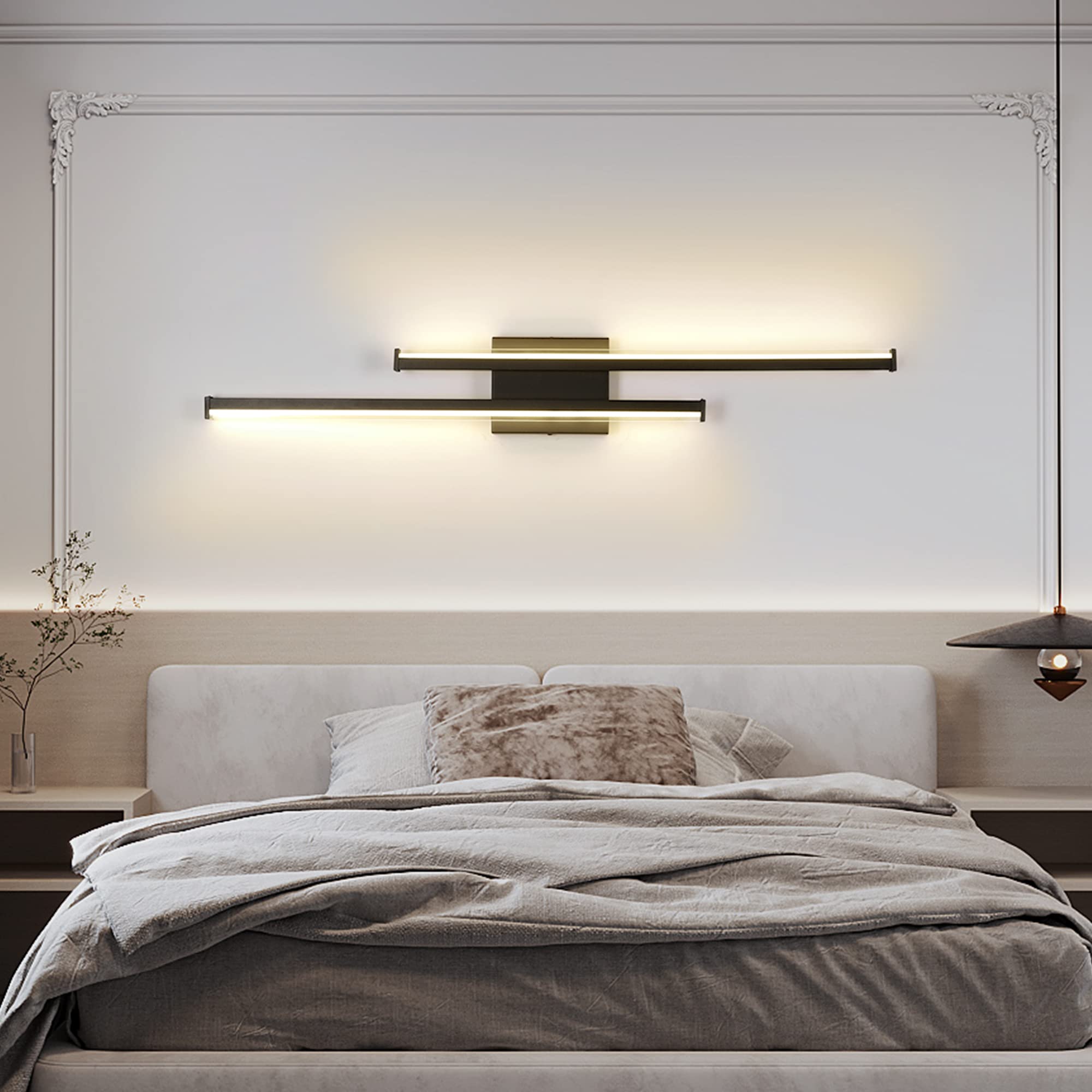 32" Vanity Lights Fixtures Over Mirror Wall Sconce, LED Modern Matte Black Vanity