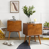 Nightstand with Charging Station, Mid-Century Modern Nightstands