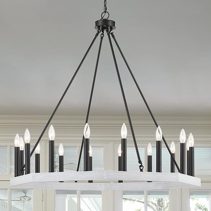 Farmhouse Vintage 16 Lights Wagon Wheel Chandelier Lighting | Modern Hanging Lights