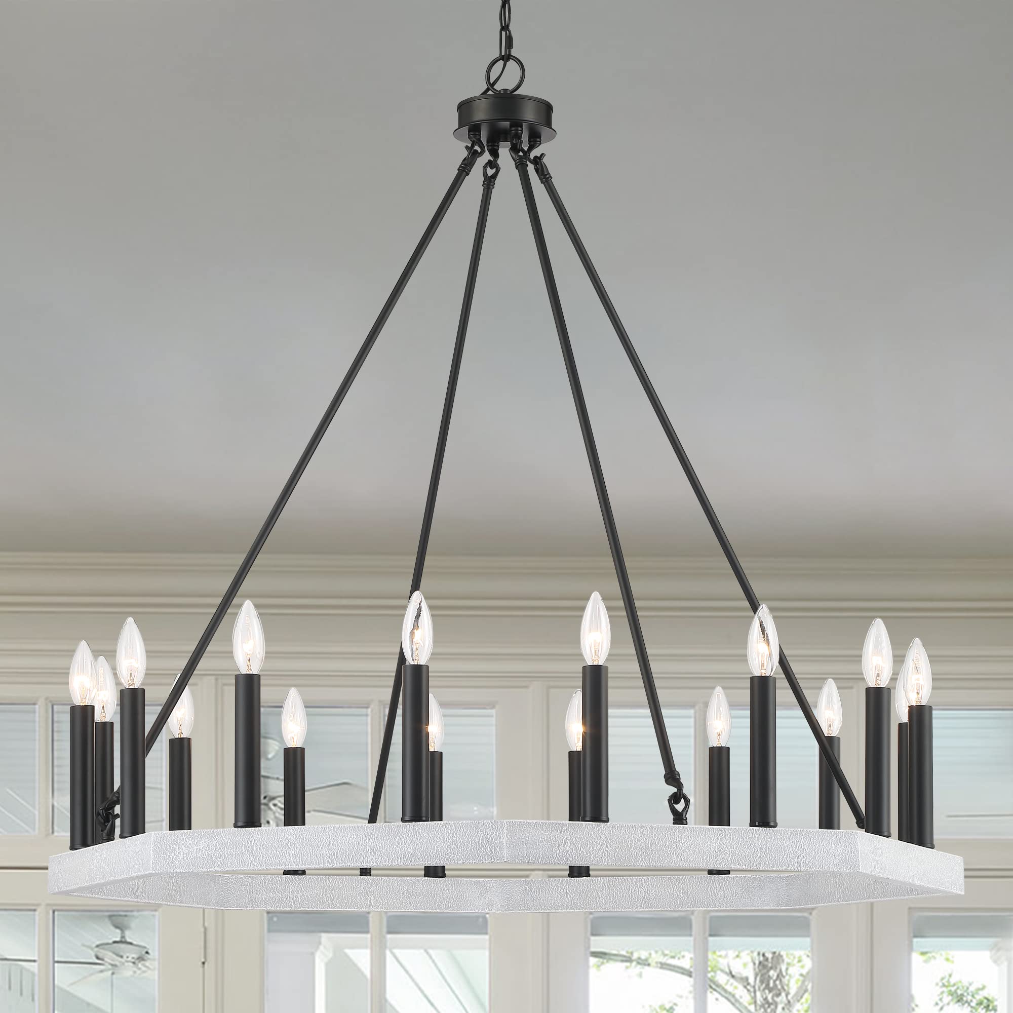 Farmhouse Vintage 16 Lights Wagon Wheel Chandelier Lighting | Modern Hanging Lights