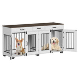 71" Double Dog Crate Furniture with Storage Drawers