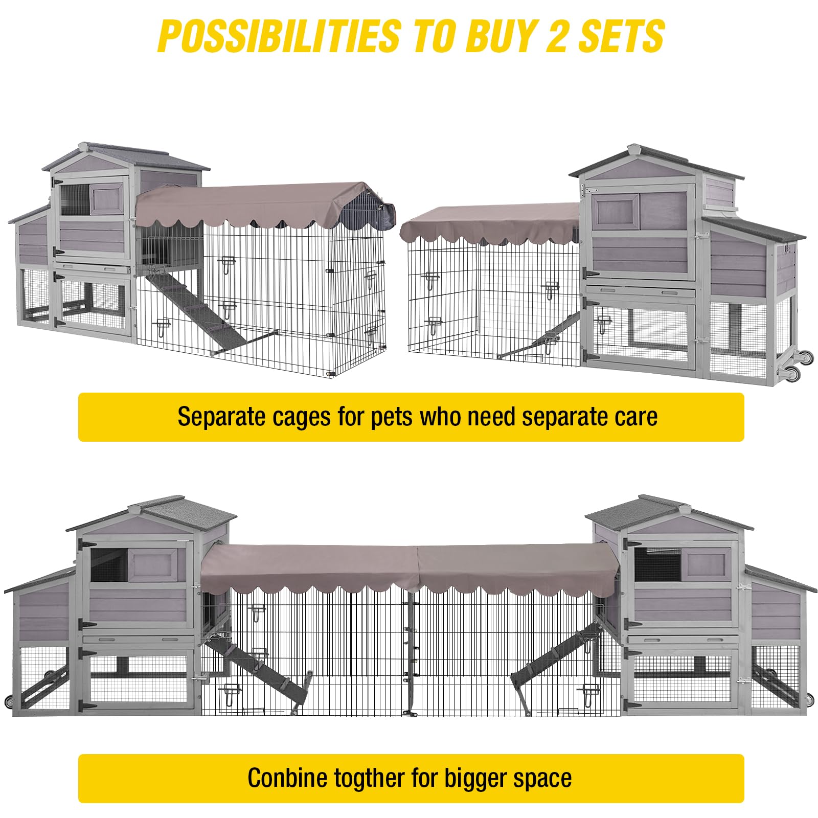 Aivituvin Chicken Coop Mobile with Metal Chicken Run Outdoor Hen House Chicken Tractor with Wheels