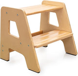 Wooden Step Stools for Kids - Sturdy, Non-Slip, Non-Tip Toddler Step Stool for Bathroom