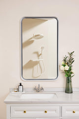 Silver Metal Bathroom Mirror, 24x40 Inch Rectangular Bathroom Sink Mirror,