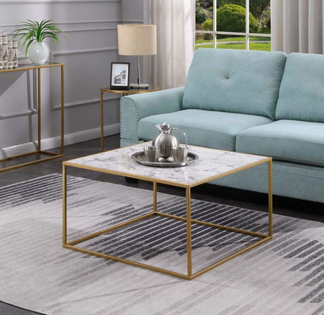 Gold Coast Faux Marble Coffee Table, Gold / Faux Marble