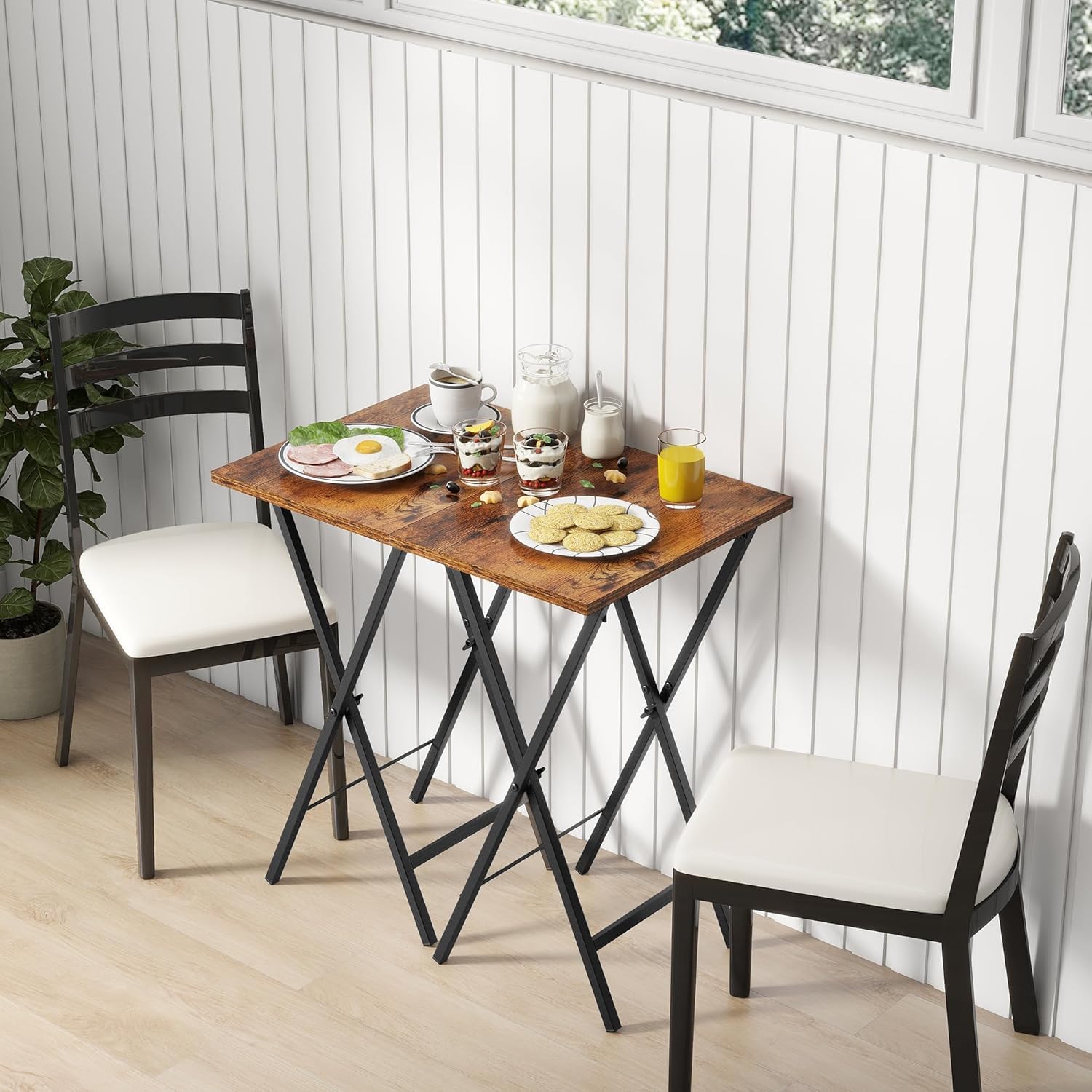 Rustic Brown Foldable TV Tray Set of 2 - Front View
