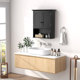 Wall Mounted Bathroom Cabinet, Over The Toilet Storage Cabinet w/Double Doors & Adjustable Shelf,